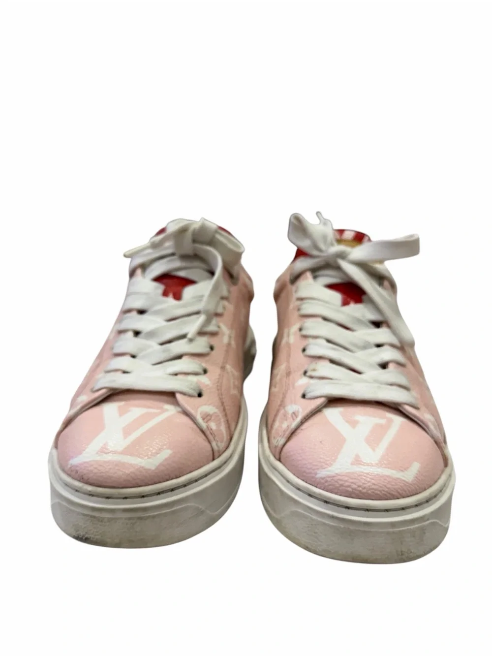 Louis Vuitton Time Out Sneakers Pink Giant Monogram Red Leather Women’s EU 39